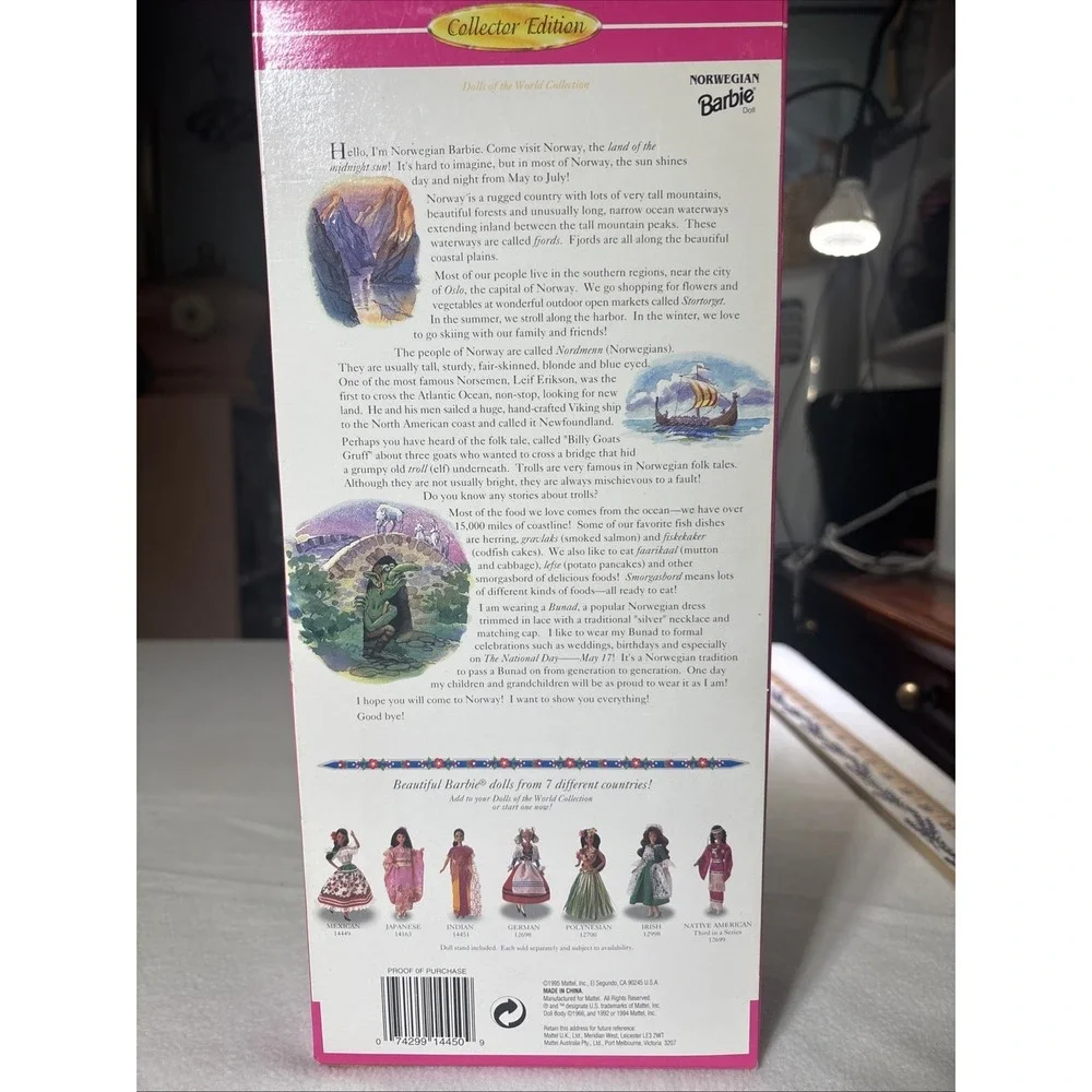 Authentic Brand New Vintage Collector Edition 1995 Norwegian Barbie Mattel#14450